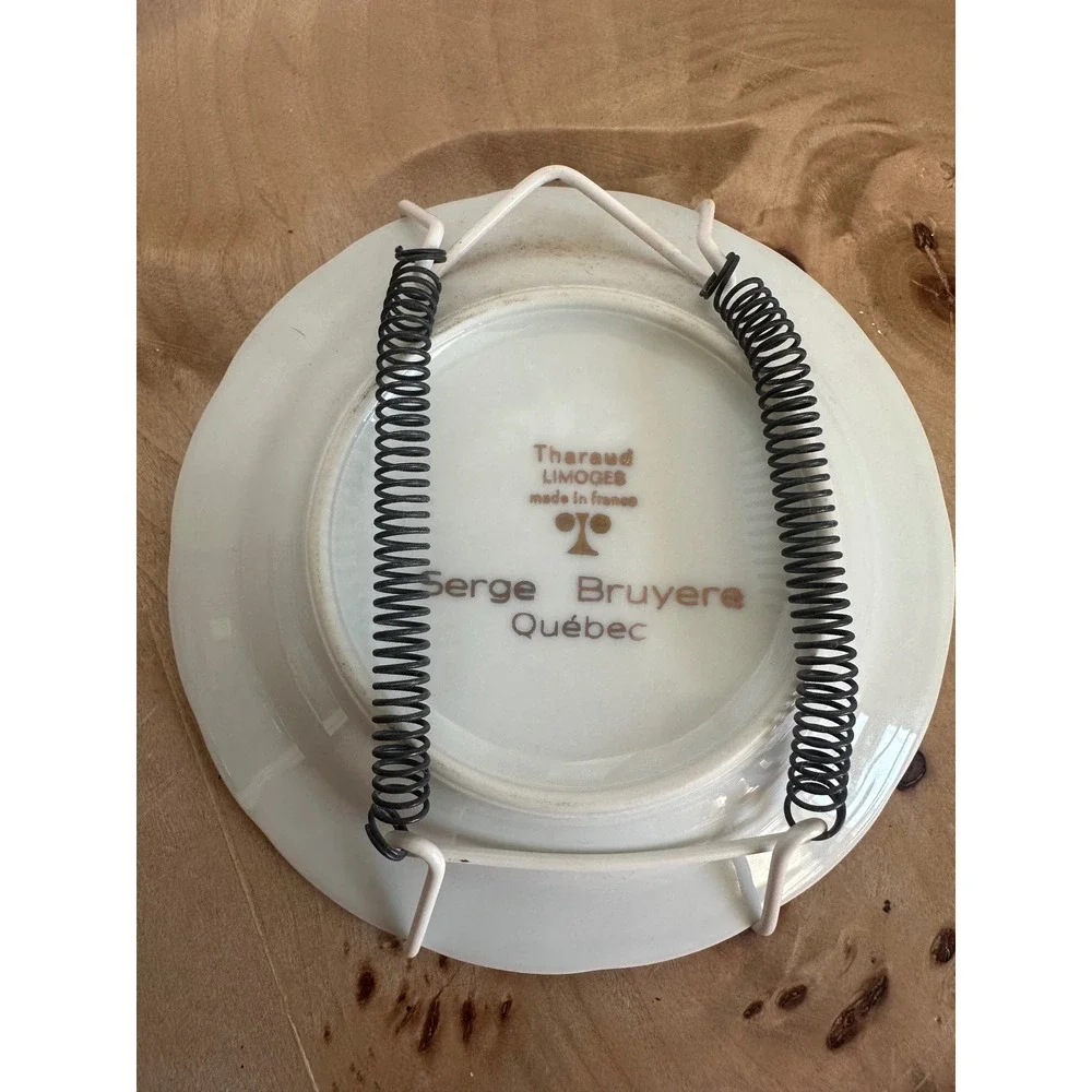 Tharaud Limoges Serge Bruyere Quebec Porcelain Mini Plate Gold Rim France 4.75